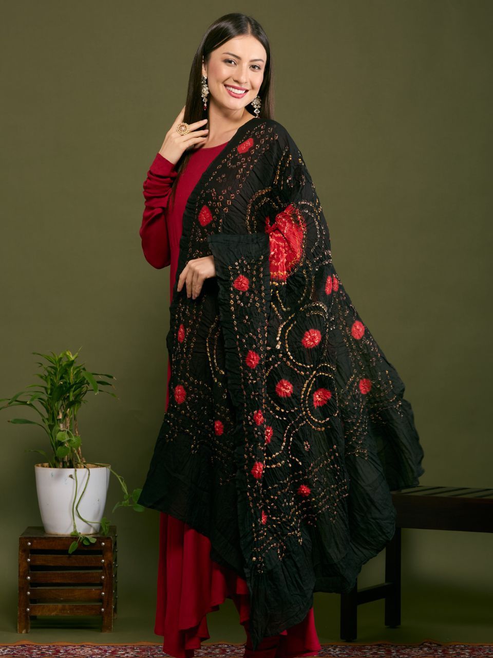 Cotton Bandhini Dupatta