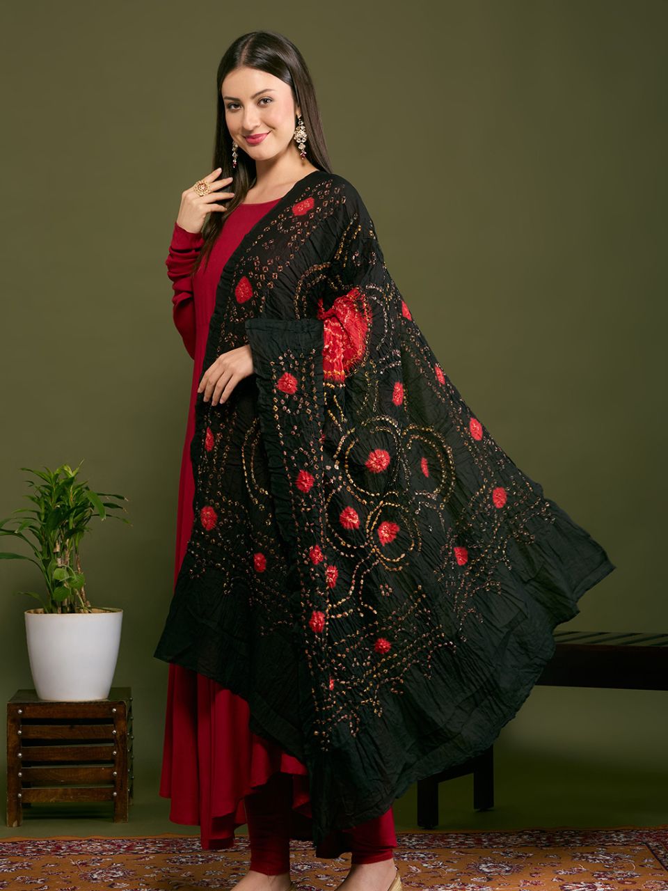 Cotton Bandhini Dupatta