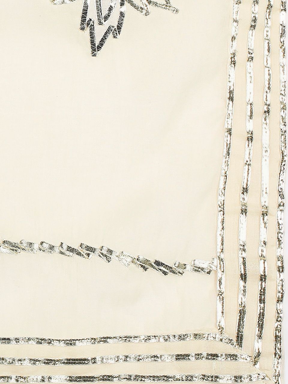 White Pure Cotton Dupatta with Silver Gotta Work