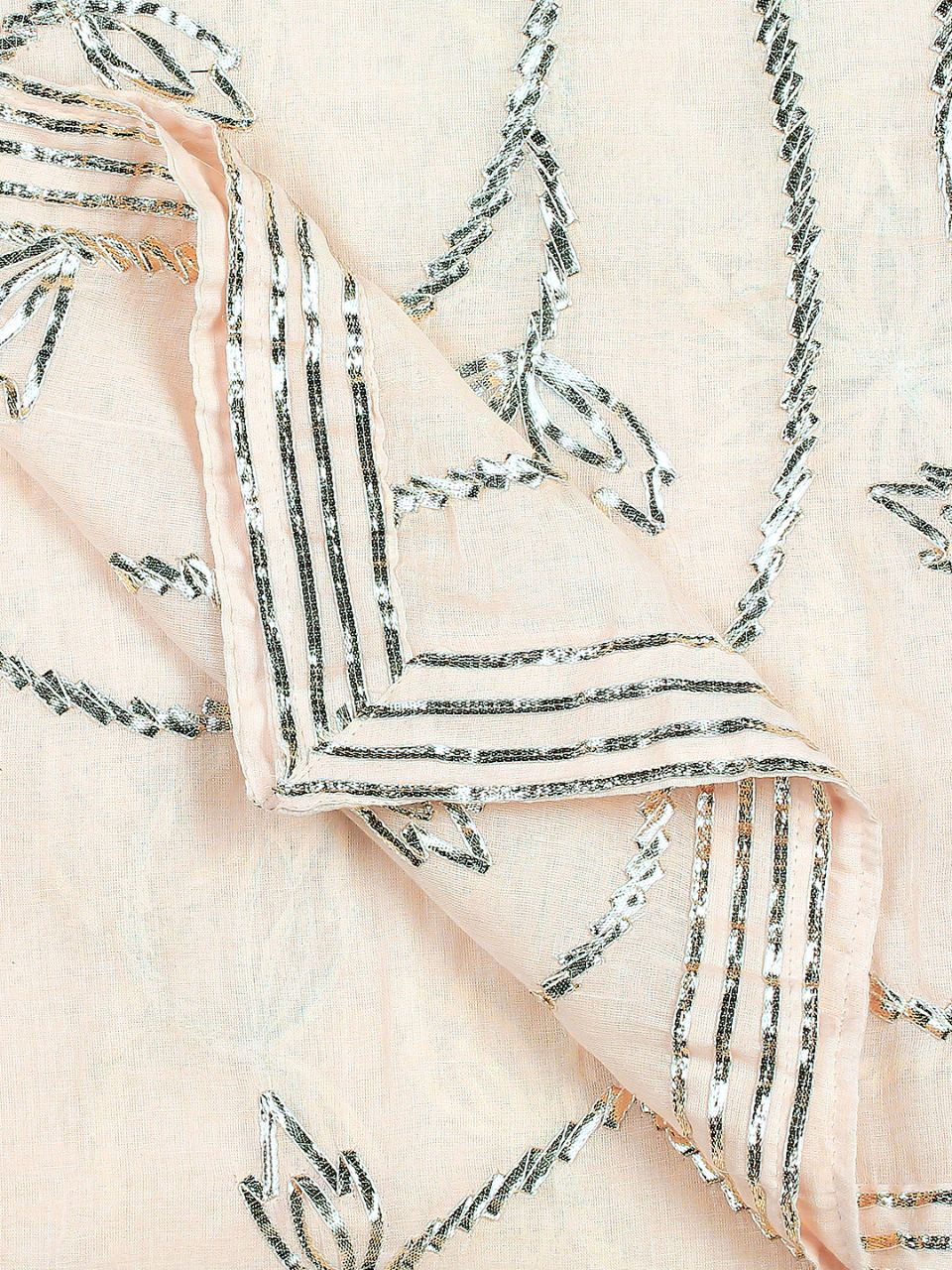 White Pure Cotton Dupatta with Silver Gotta Work