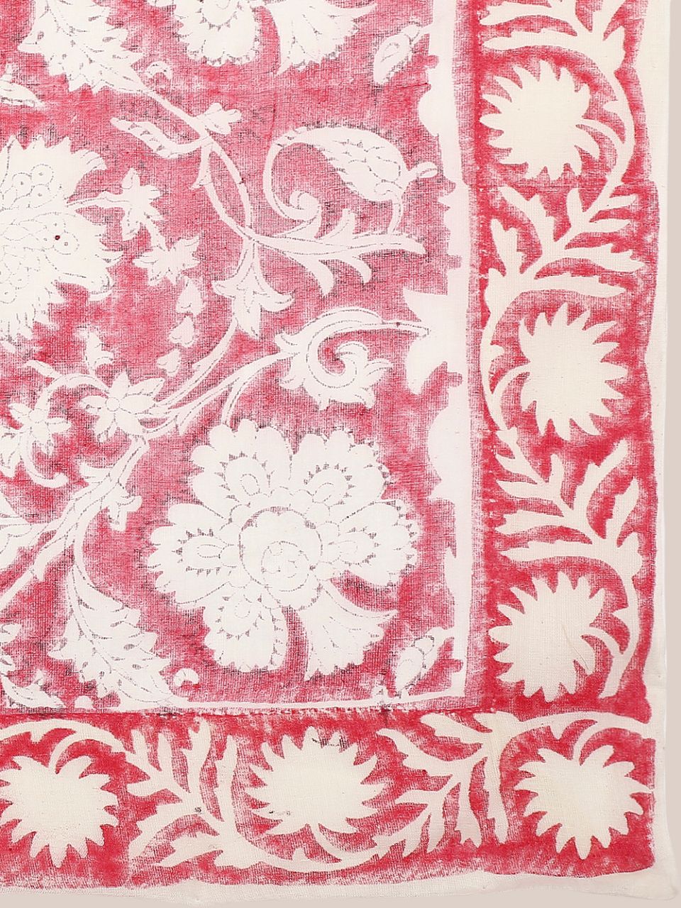 Pink & White Hand Block Printed Pure Cotton Dupatta
