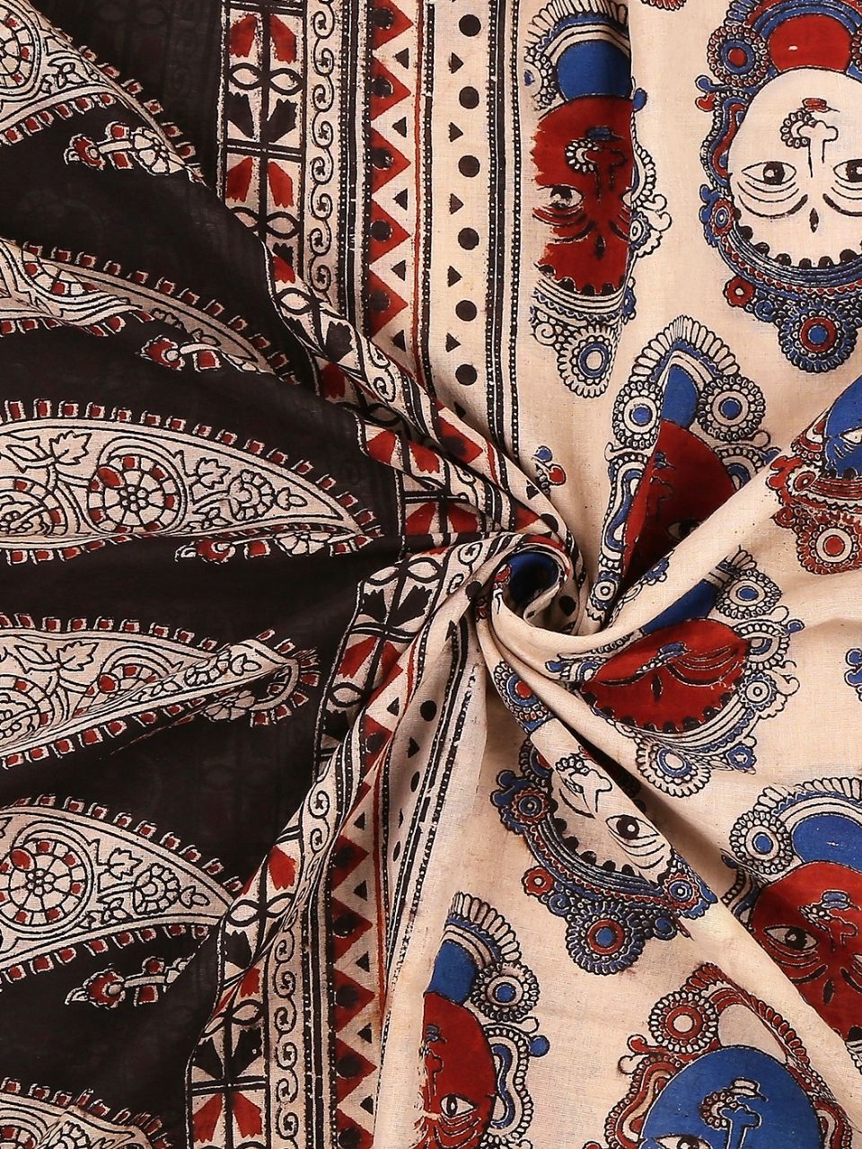 Kalamkari Mangalgiri Maroon & Multi Cotton Dupatta