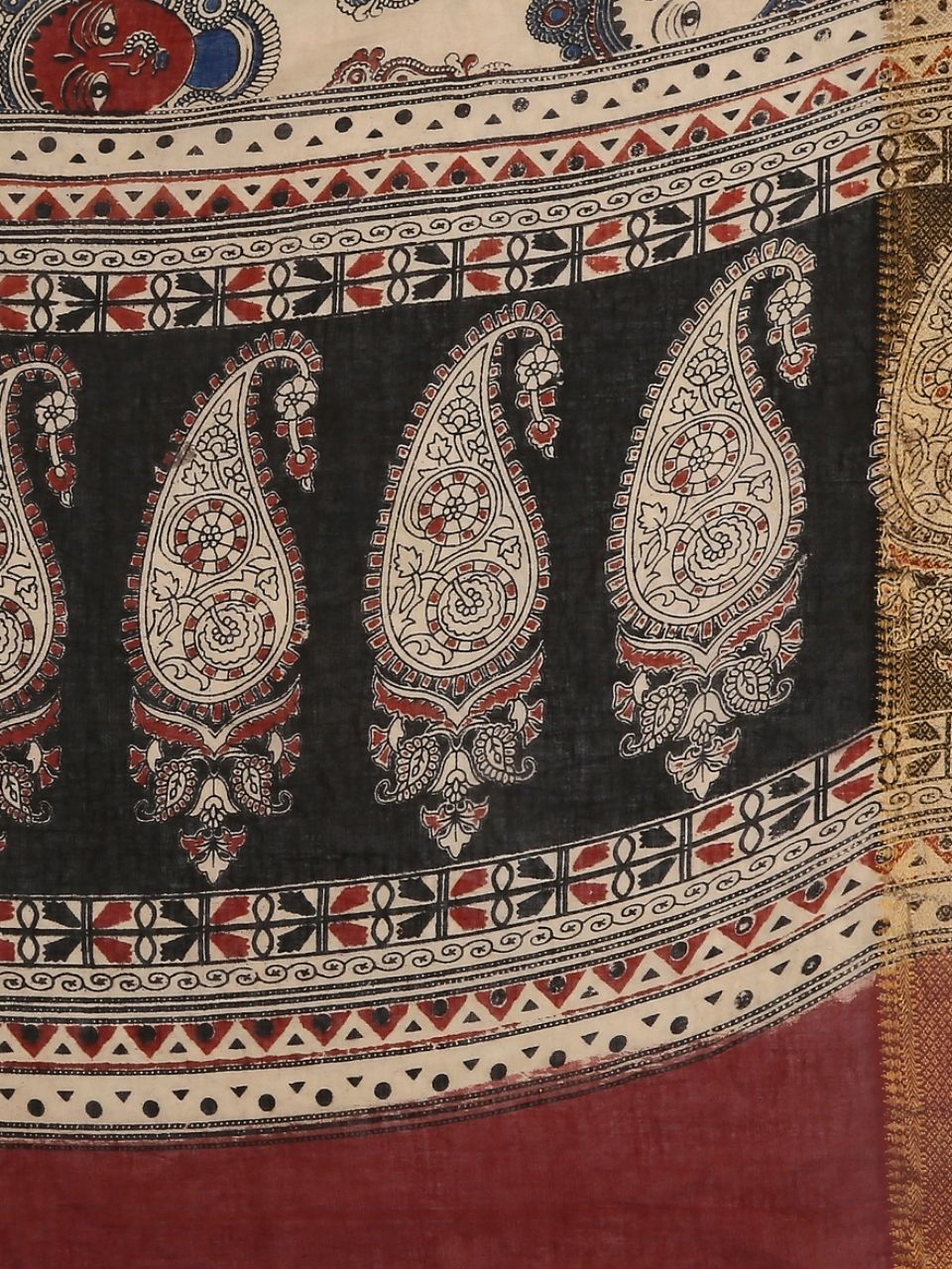 Kalamkari Mangalgiri Maroon & Multi Cotton Dupatta