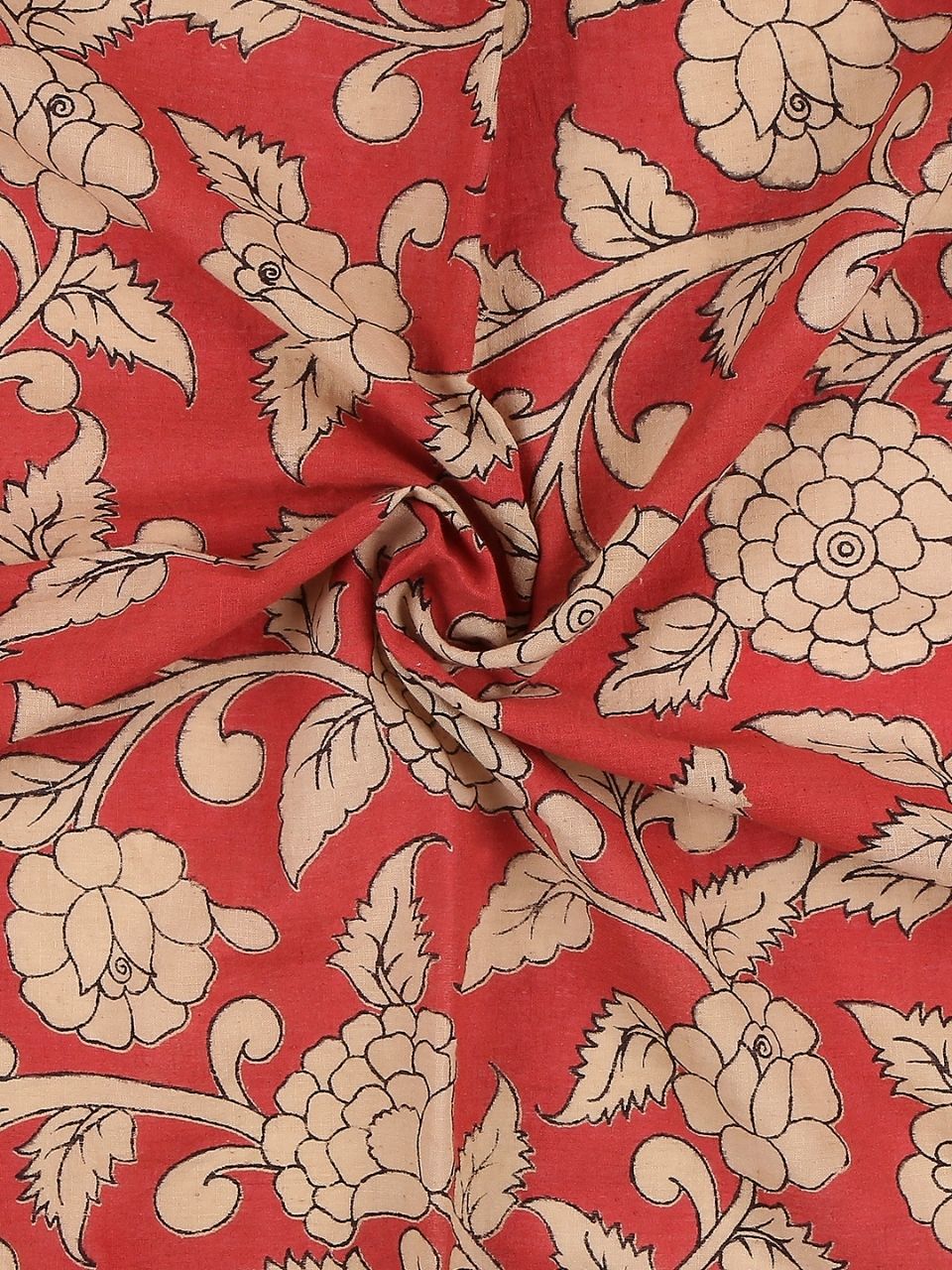 Kalamkari Mangalgiri Coral Cotton Dupatta
