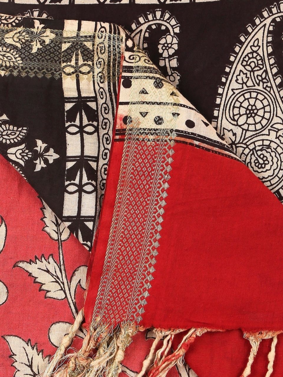 Kalamkari Mangalgiri Coral Cotton Dupatta