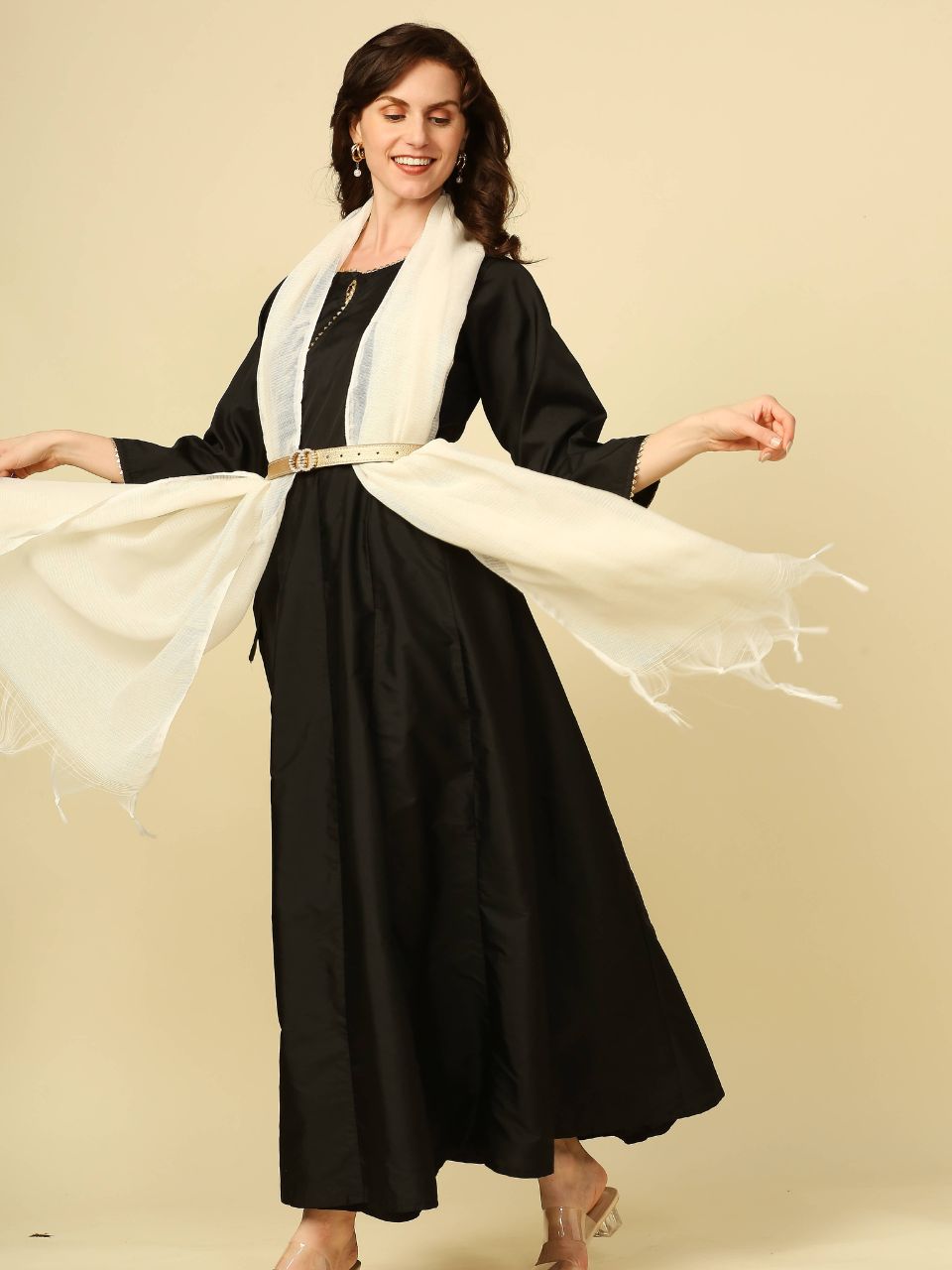 Off White Woven Cotton Dupatta
