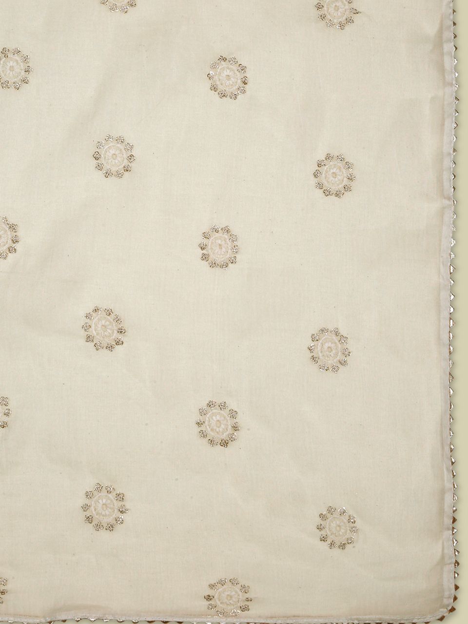 Off White Pure Cotton Dupatta All Over floral embroidery