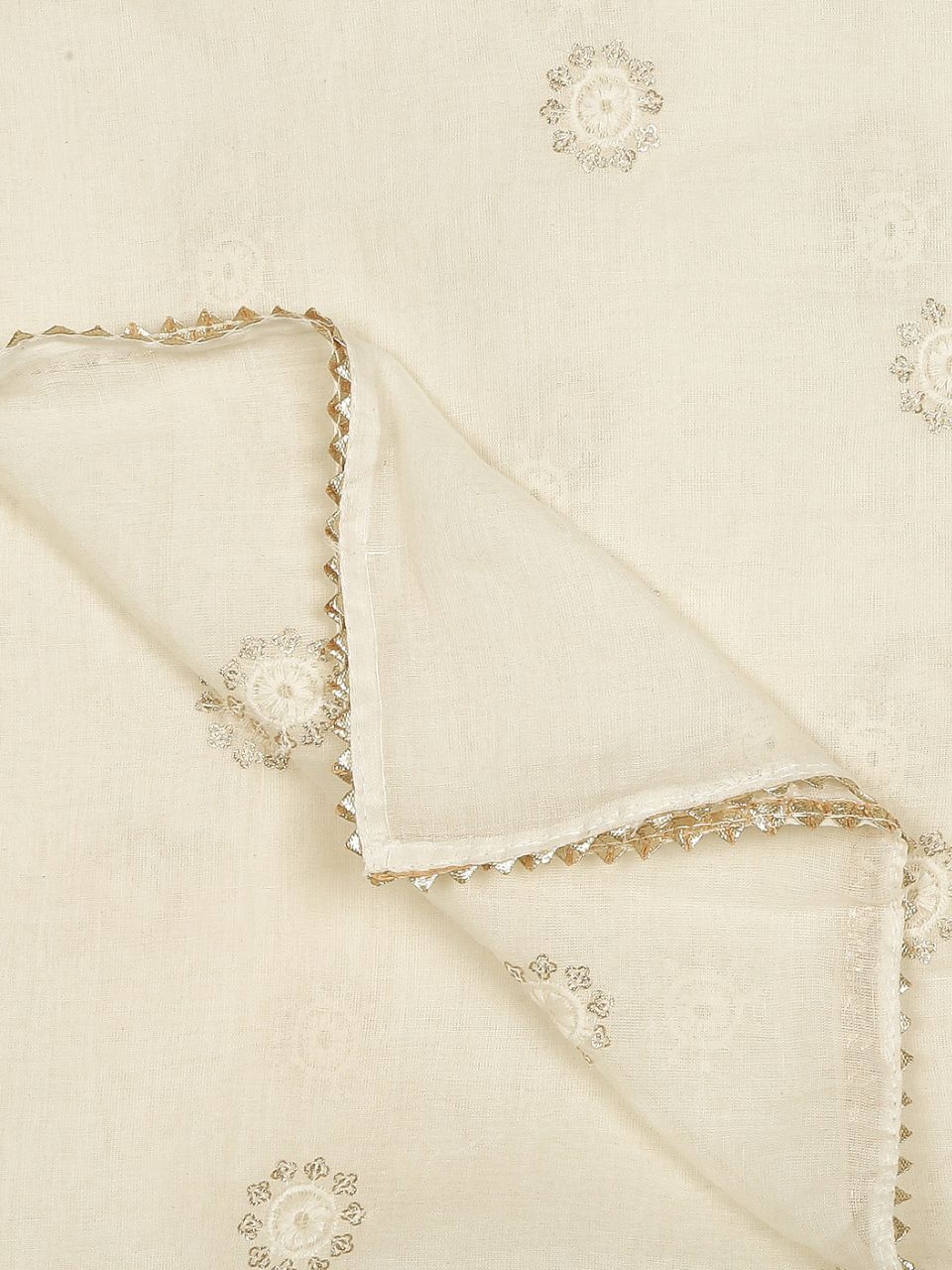 Off White Pure Cotton Dupatta All Over floral embroidery