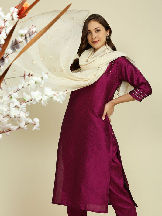 Off White Pure Cotton Dupatta All Over floral embroidery