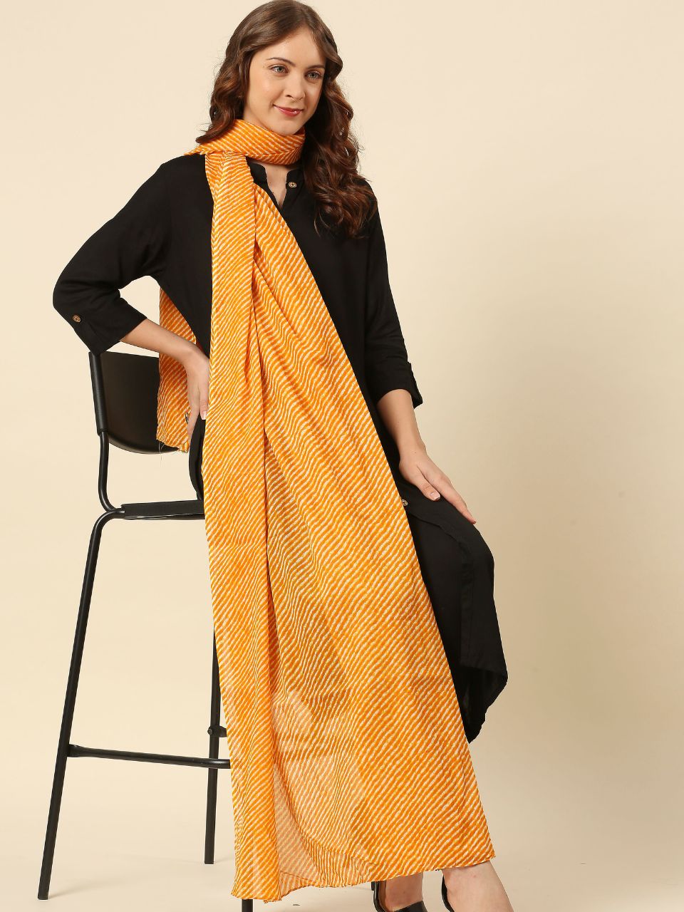 Red Leharia Printed Pure Cotton Dupatta