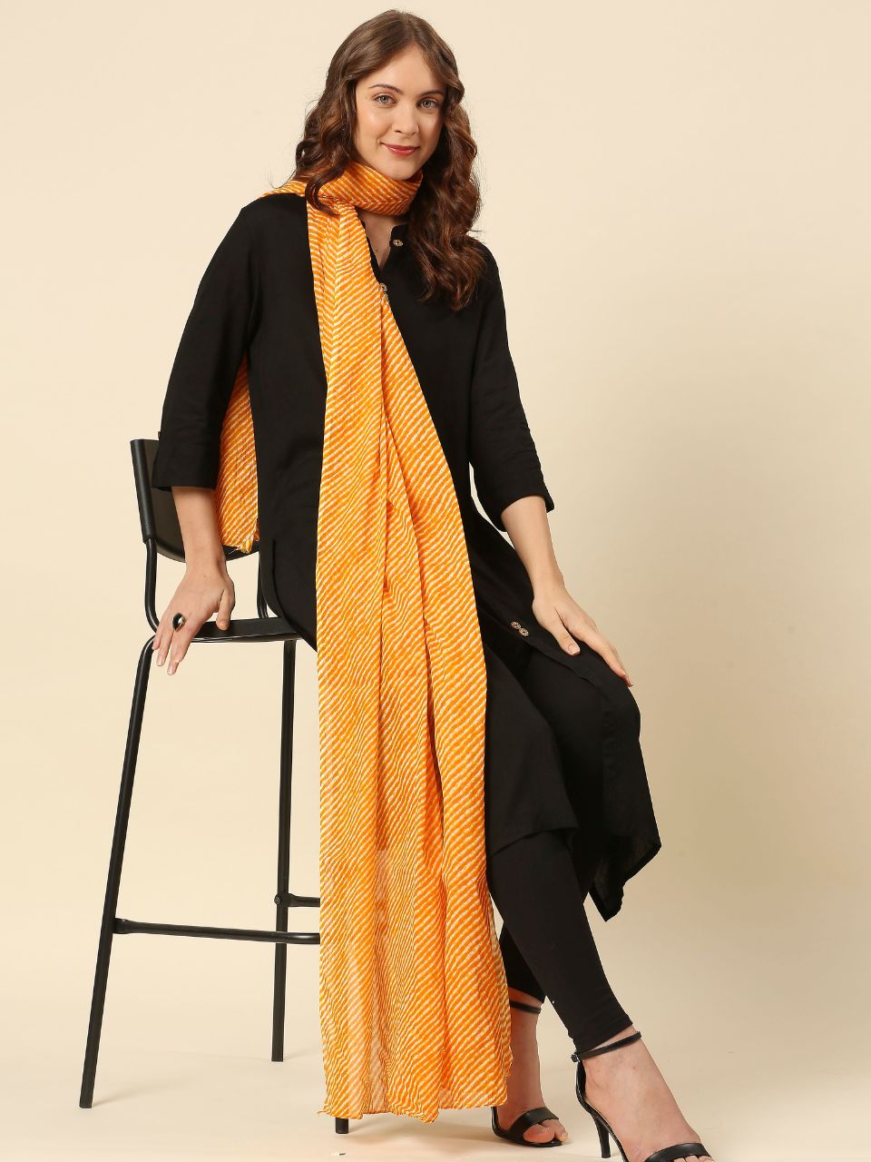 Red Leharia Printed Pure Cotton Dupatta