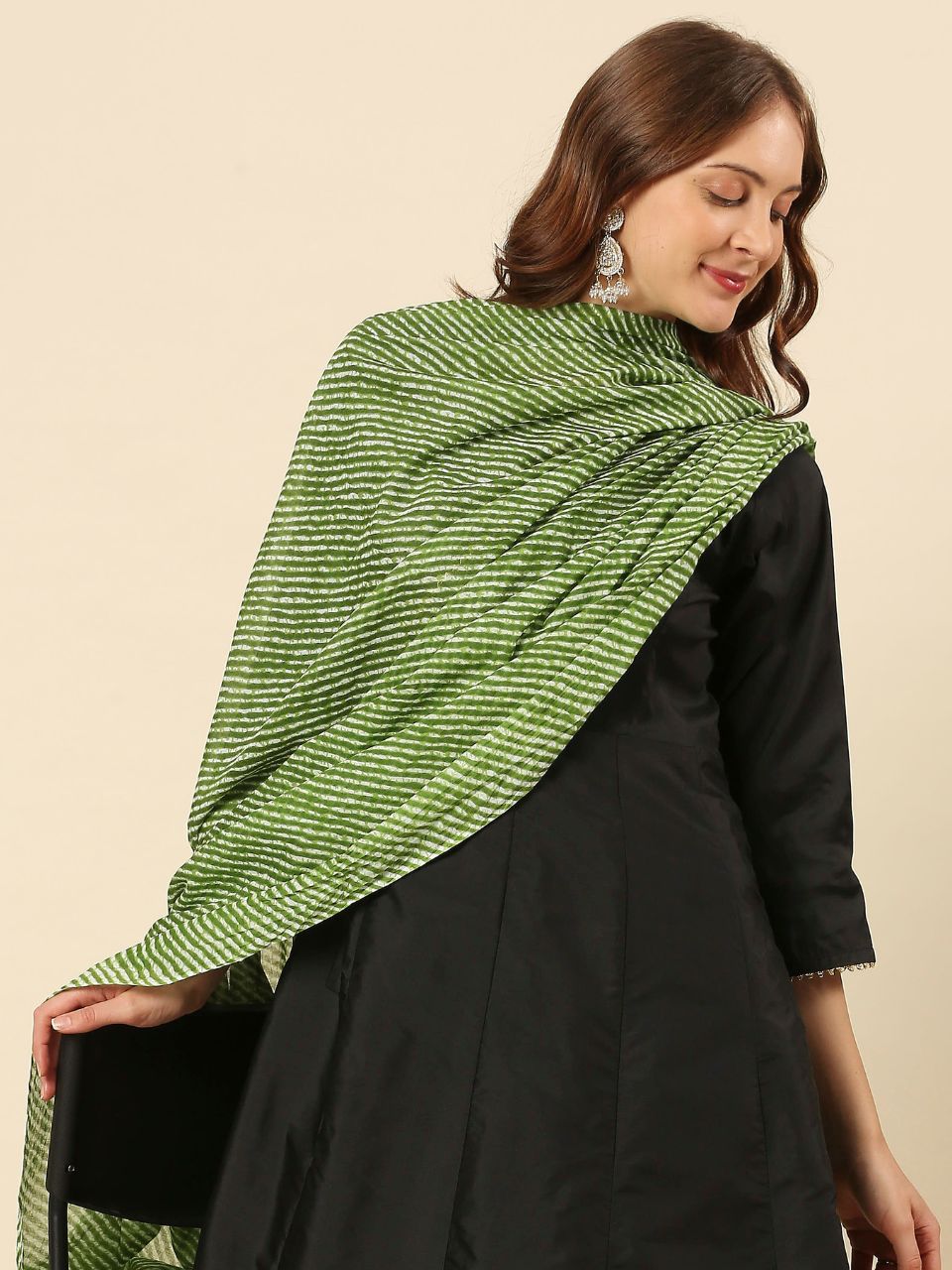 Red Leharia Printed Pure Cotton Dupatta