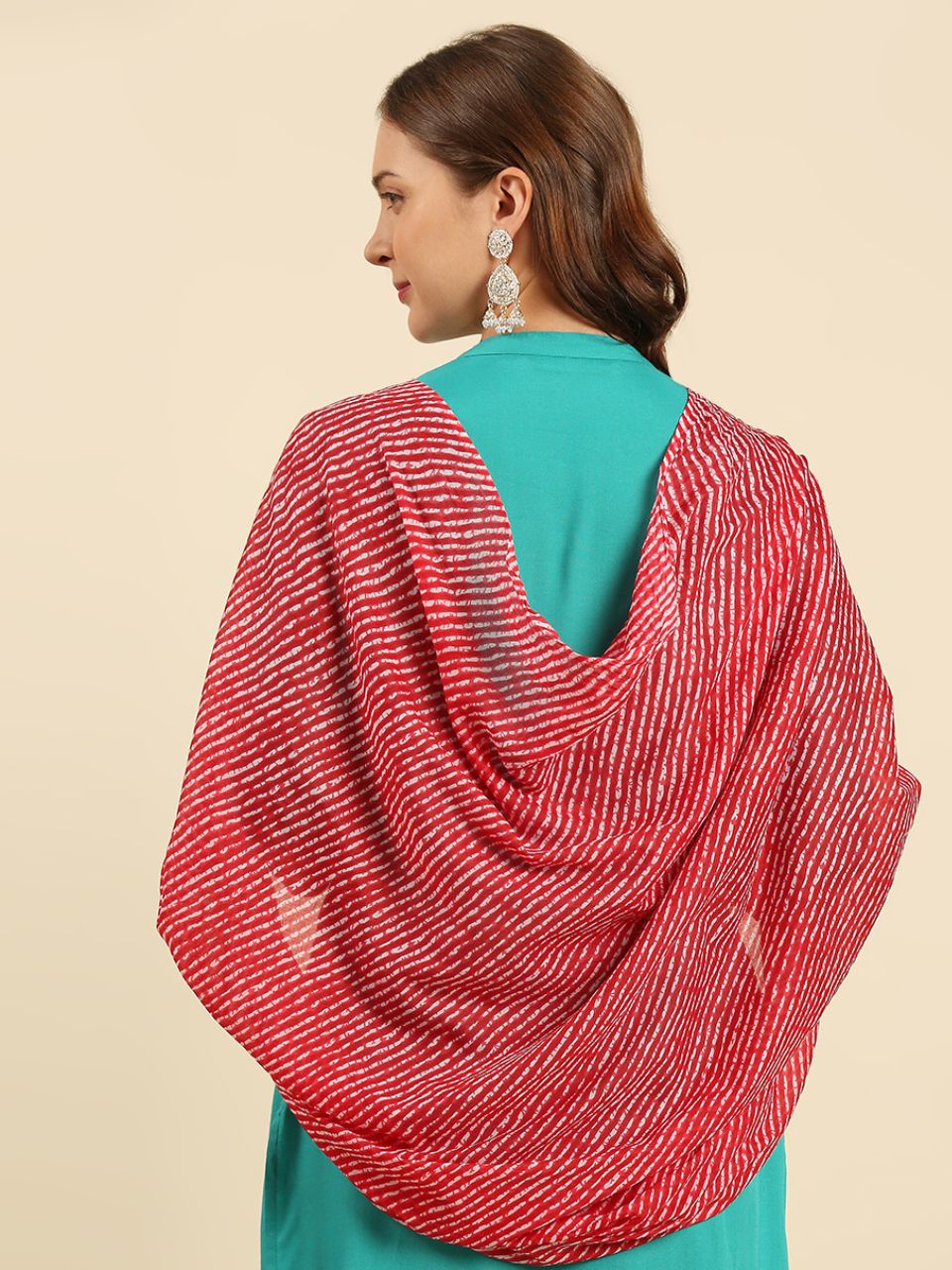 Red Leharia Printed Pure Cotton Dupatta