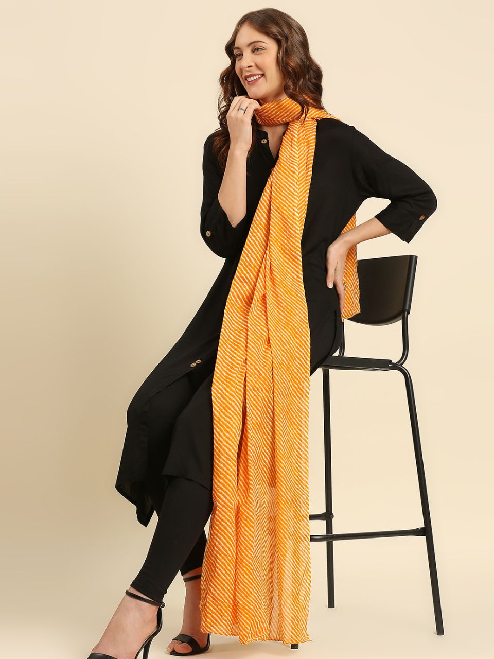 Red Leharia Printed Pure Cotton Dupatta
