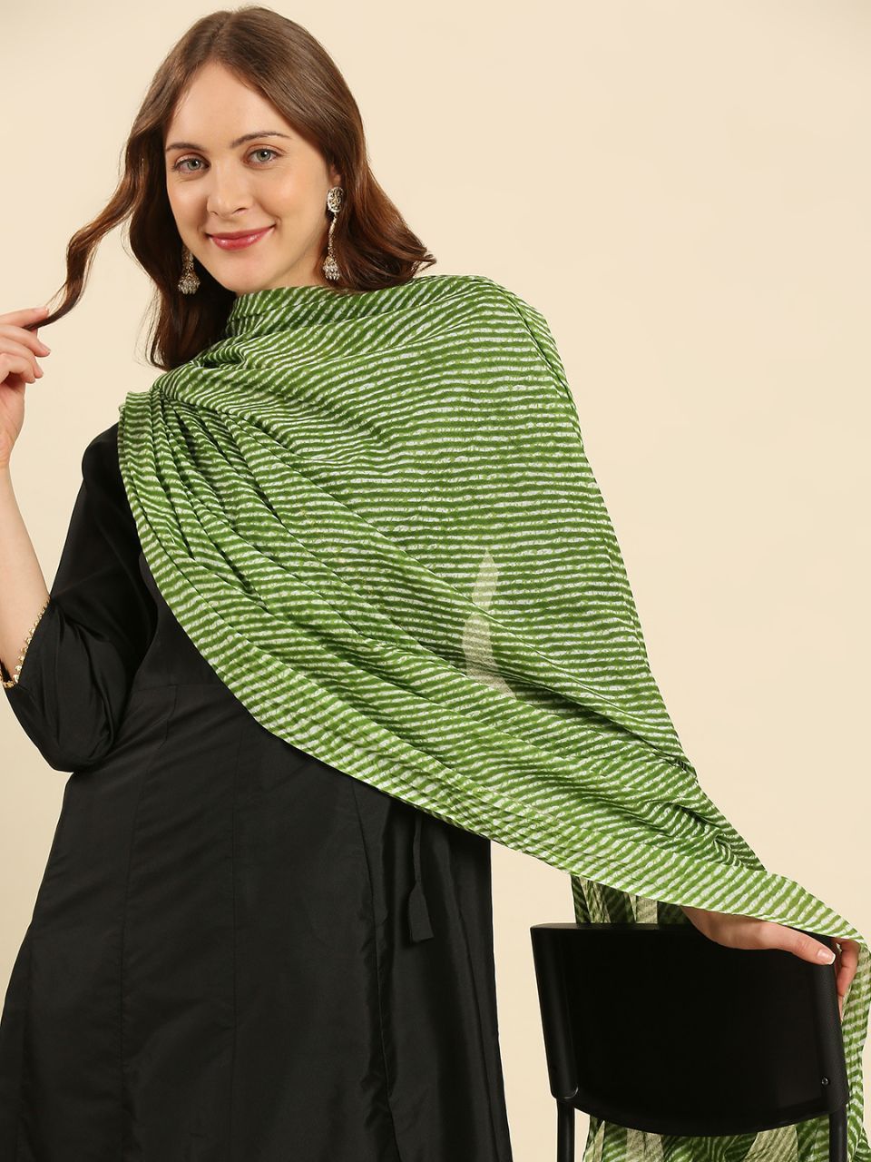 Red Leharia Printed Pure Cotton Dupatta