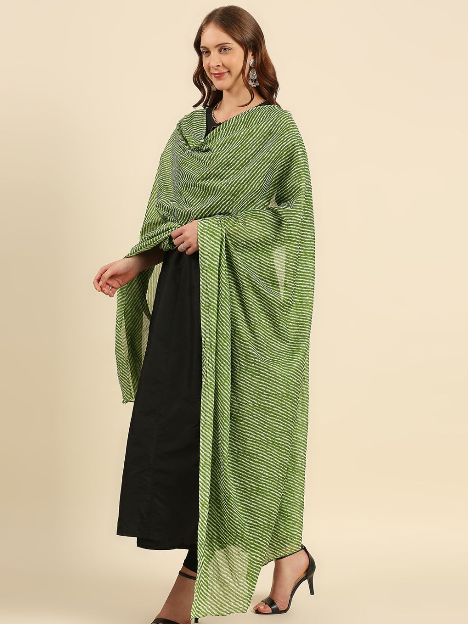 Red Leharia Printed Pure Cotton Dupatta