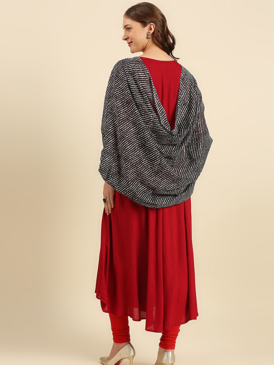 Red Leharia Printed Pure Cotton Dupatta
