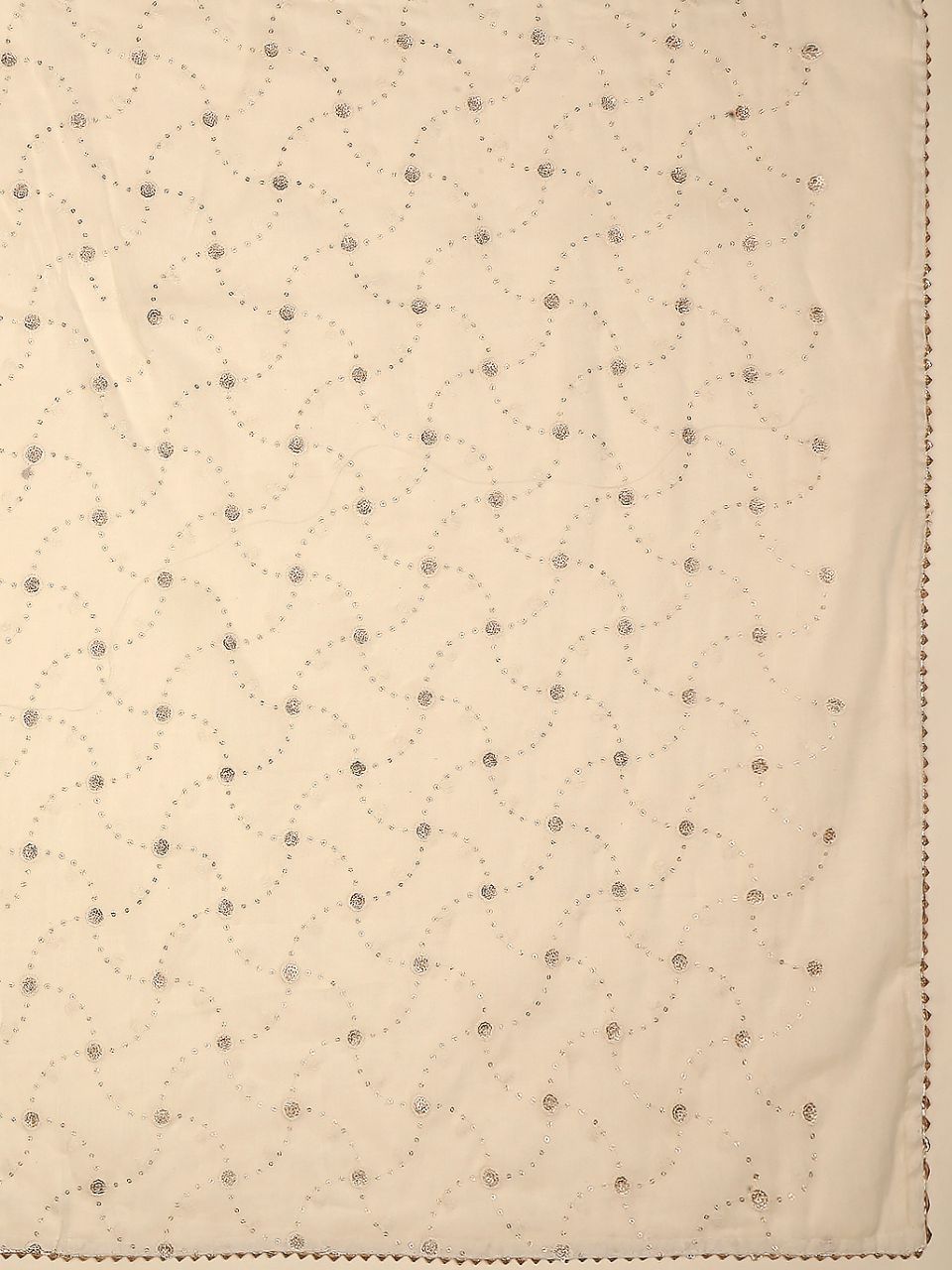 Cream Pure Cotton Dupatta All Over floral embroidery