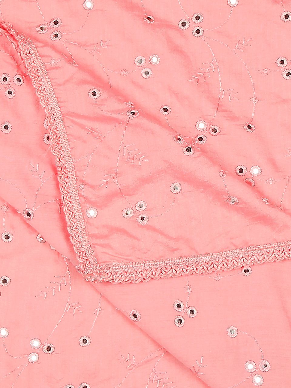 Chanderi Cotton Embroidered Dupatta with Mirror Work.