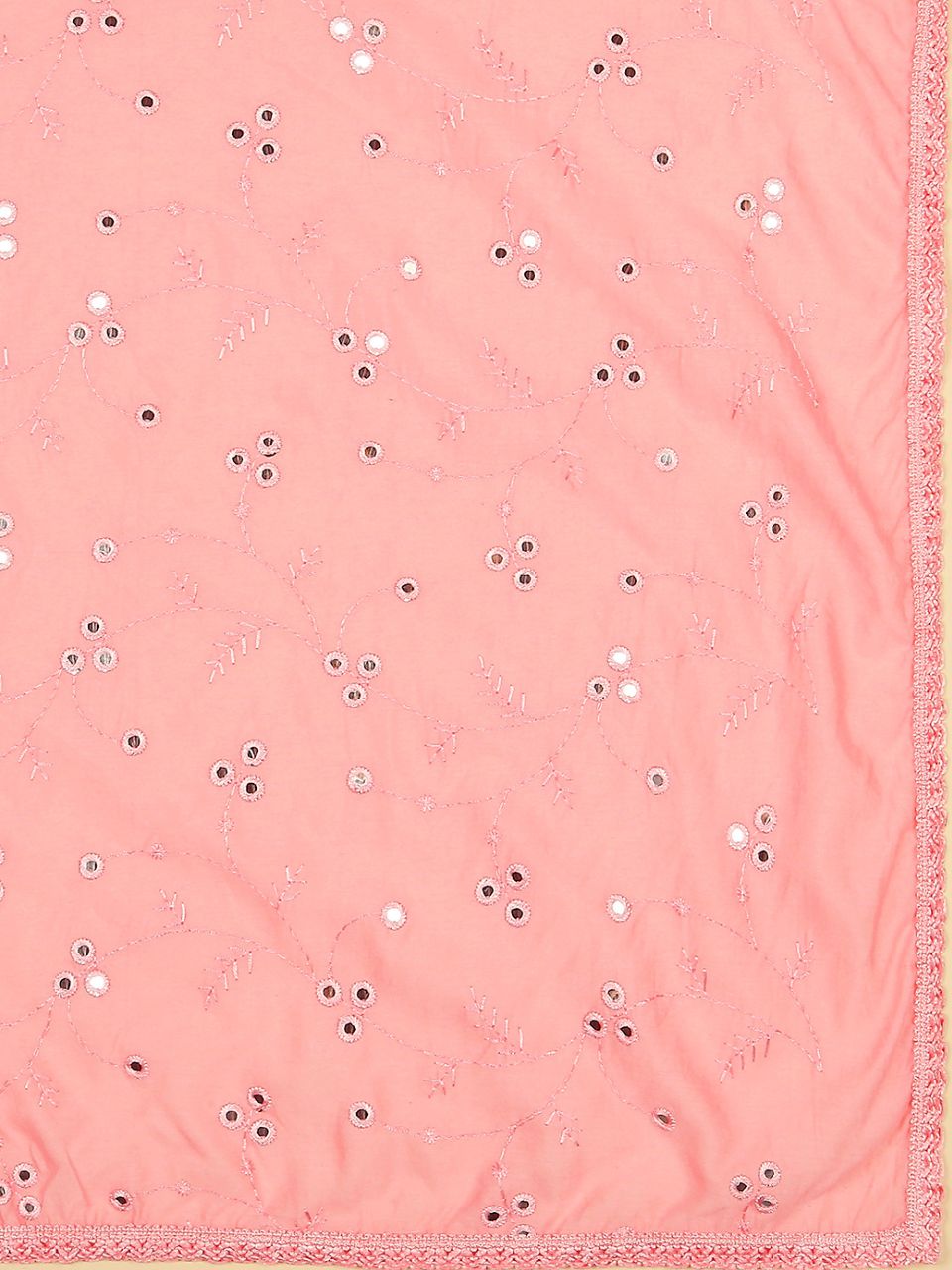Chanderi Cotton Embroidered Dupatta with Mirror Work.