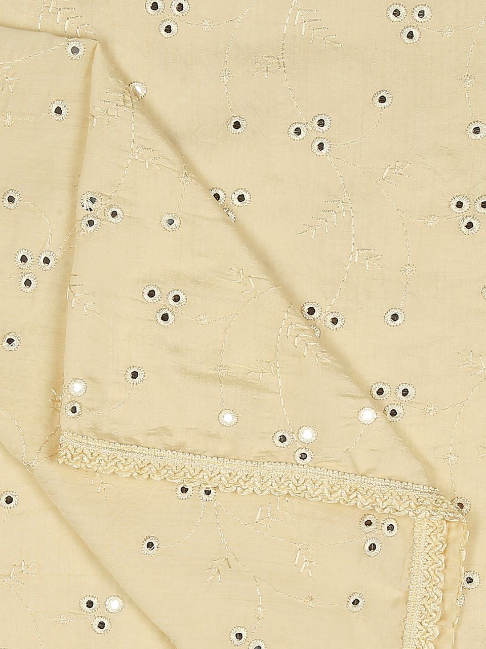 Chanderi Cotton Embroidered Dupatta with Mirror Work.