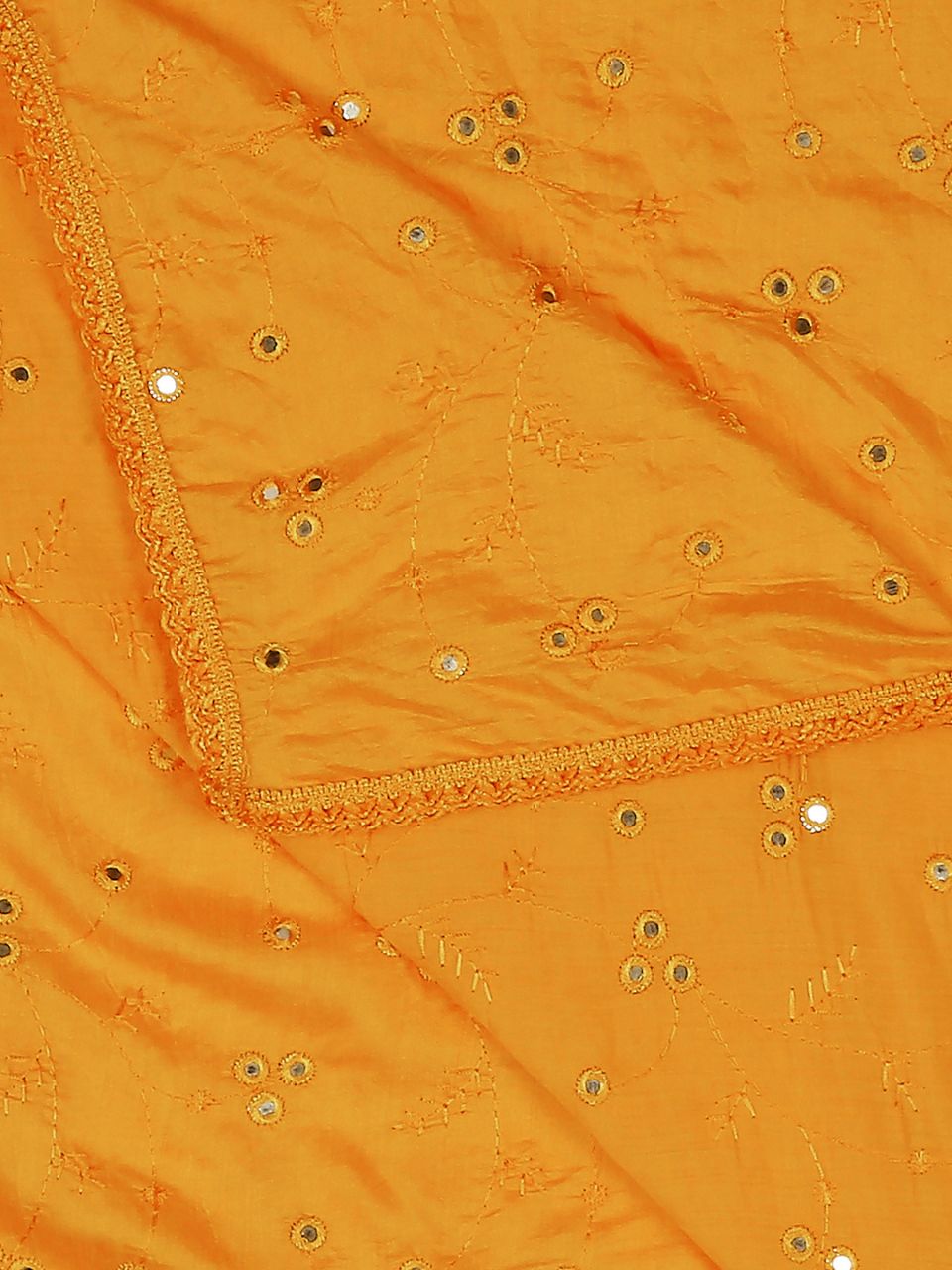 Chanderi Cotton Embroidered Dupatta with Mirror Work.
