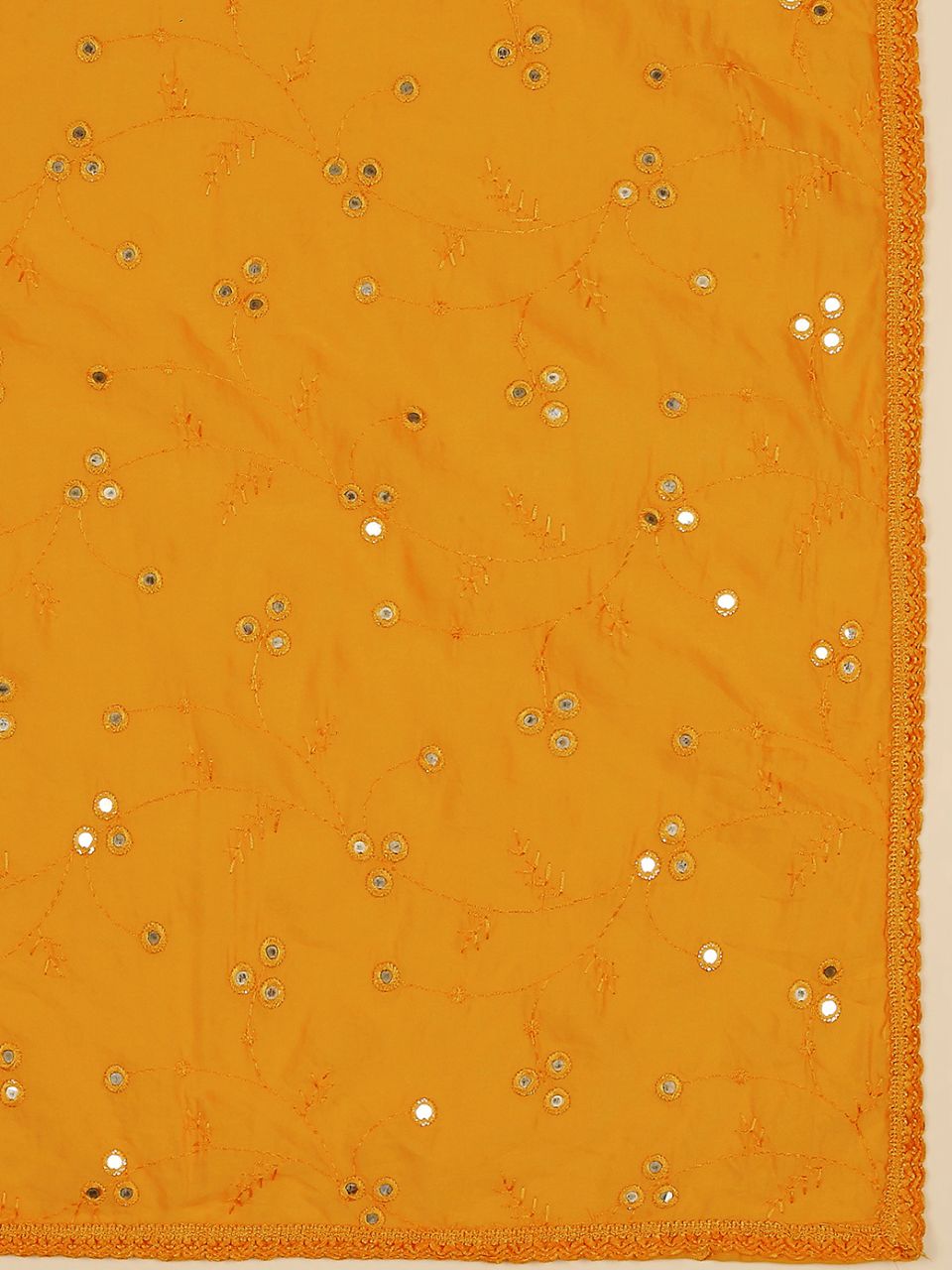 Chanderi Cotton Embroidered Dupatta with Mirror Work.