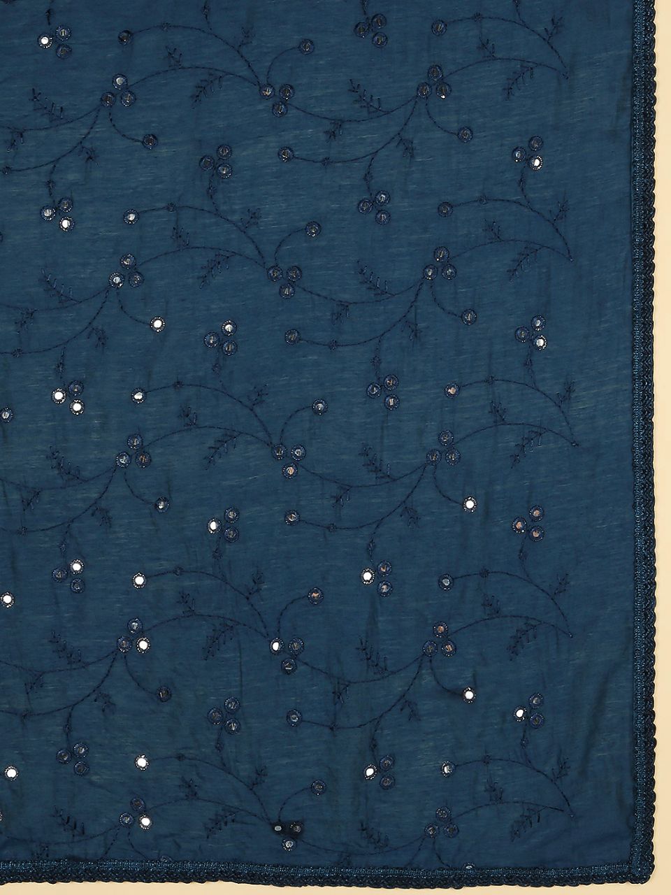 Chanderi Cotton Embroidered Dupatta with Mirror Work.