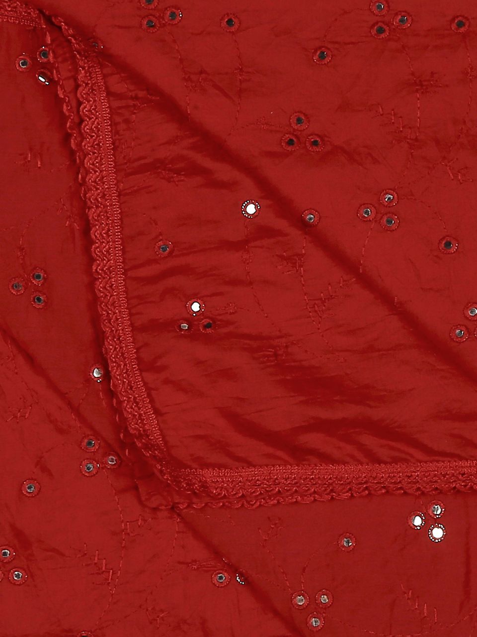 Chanderi Cotton Embroidered Dupatta with Mirror Work.
