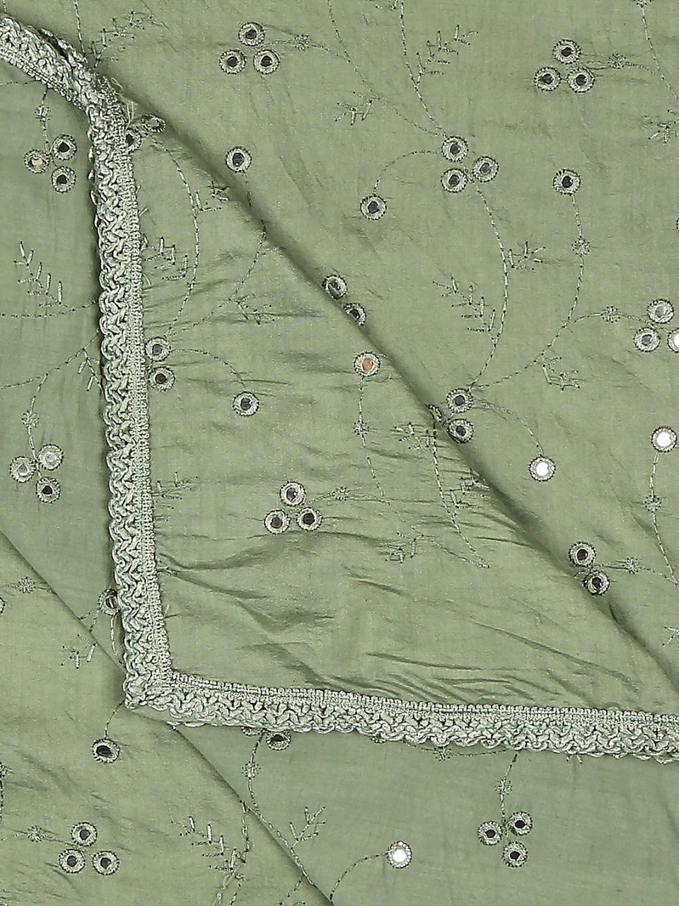 Chanderi Cotton Embroidered Dupatta with Mirror Work.