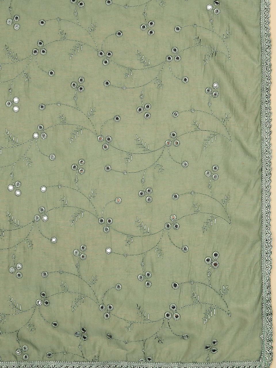 Chanderi Cotton Embroidered Dupatta with Mirror Work.