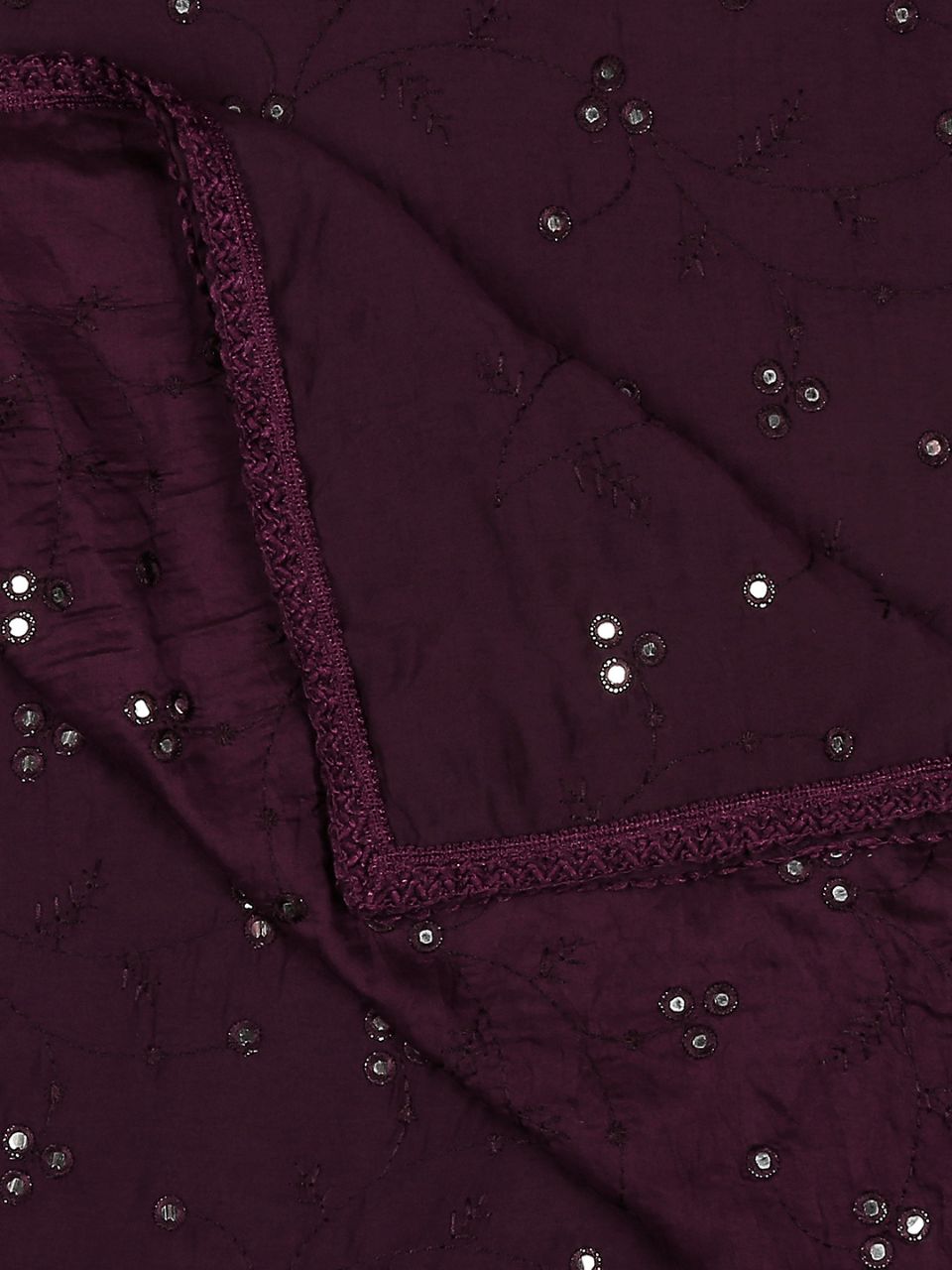 Chanderi Cotton Embroidered Dupatta with Mirror Work.