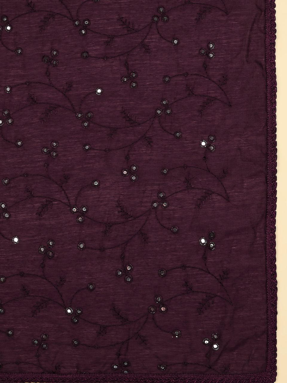 Chanderi Cotton Embroidered Dupatta with Mirror Work.