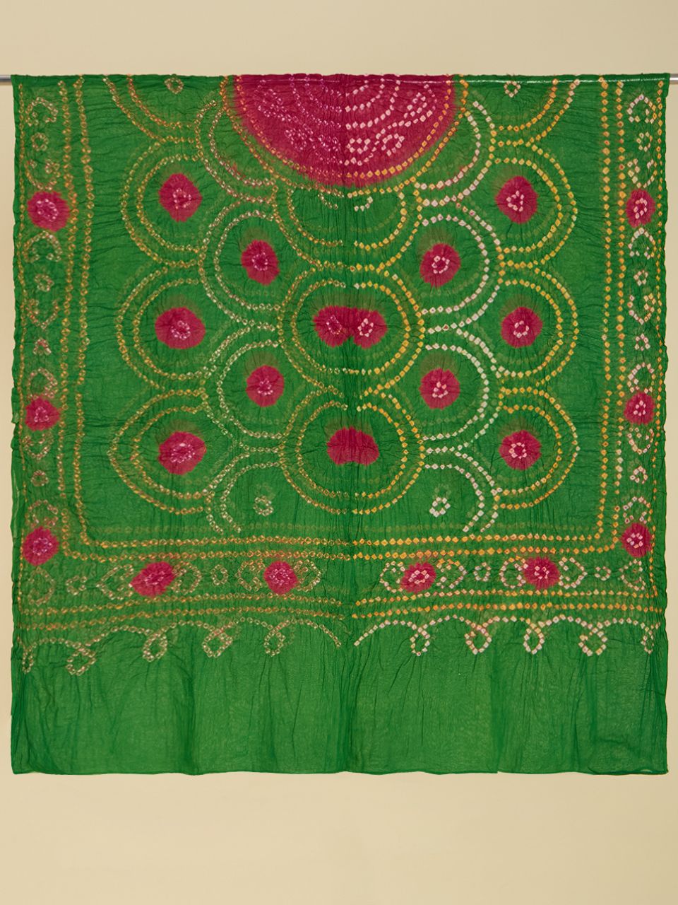 Green Bandhini Cotton Dupatta