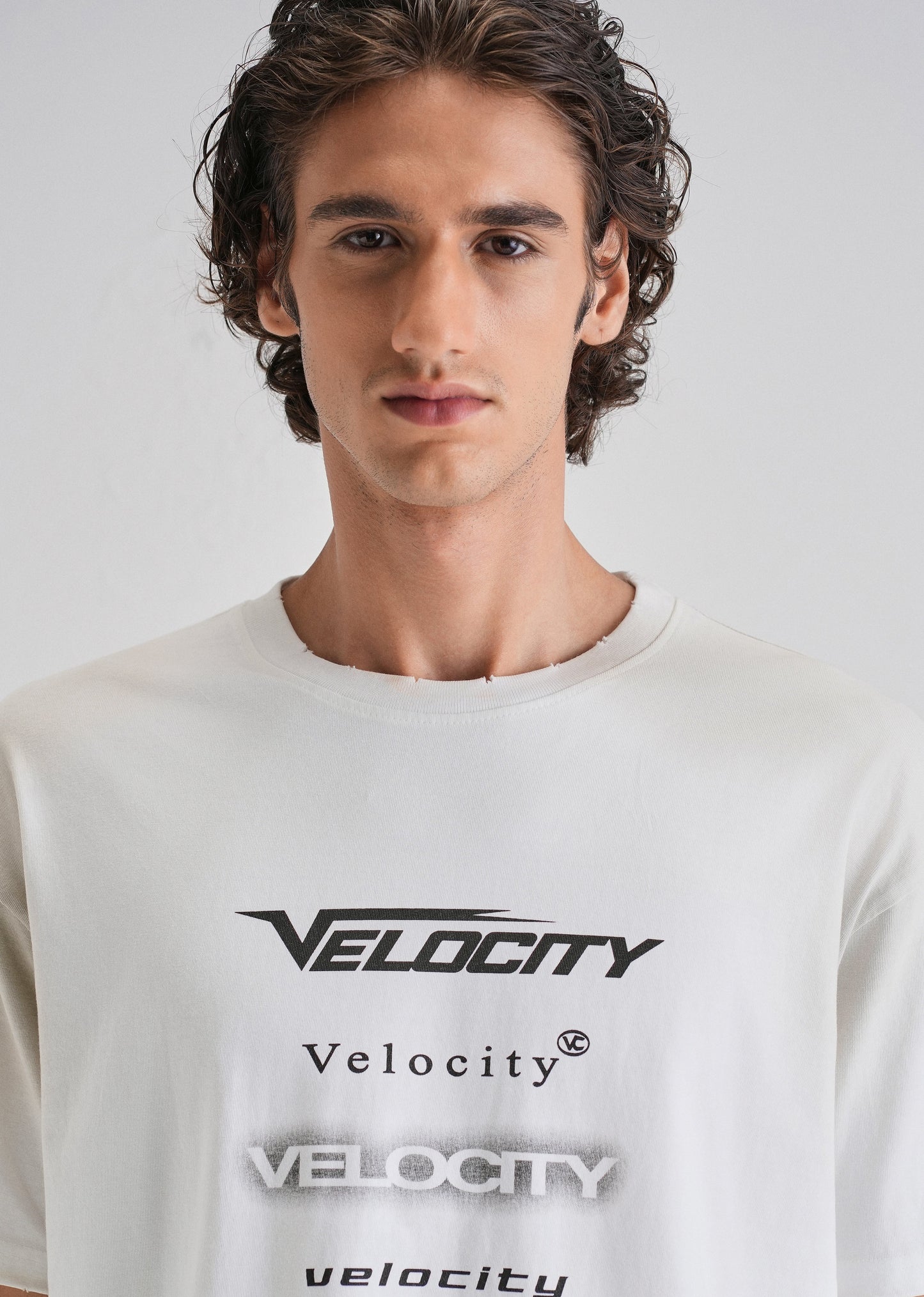 White Gray Typography Printed Oversized T-shirt