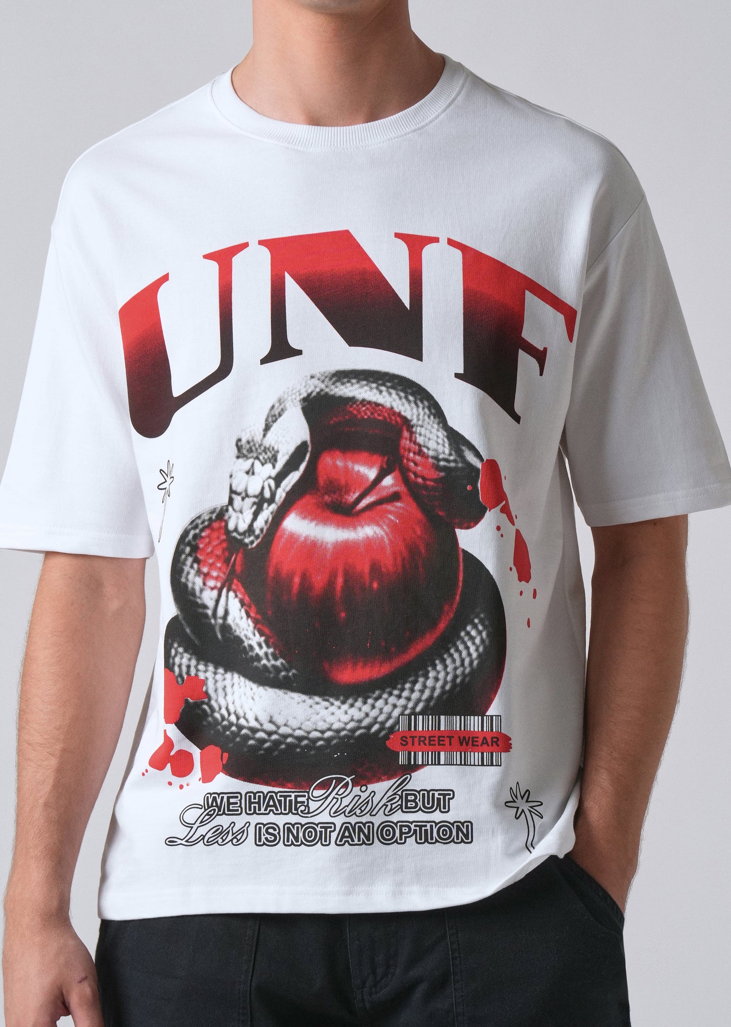 White Print Relaxed Fit T- shirt