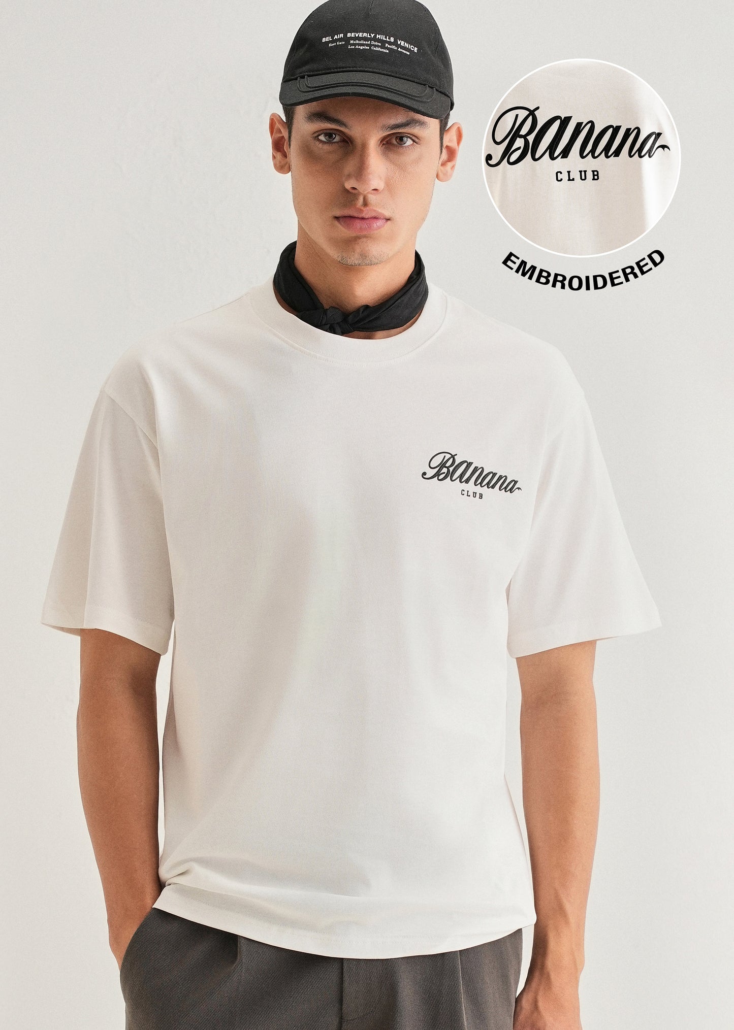 White Embossed Printed Oversized T-shirt