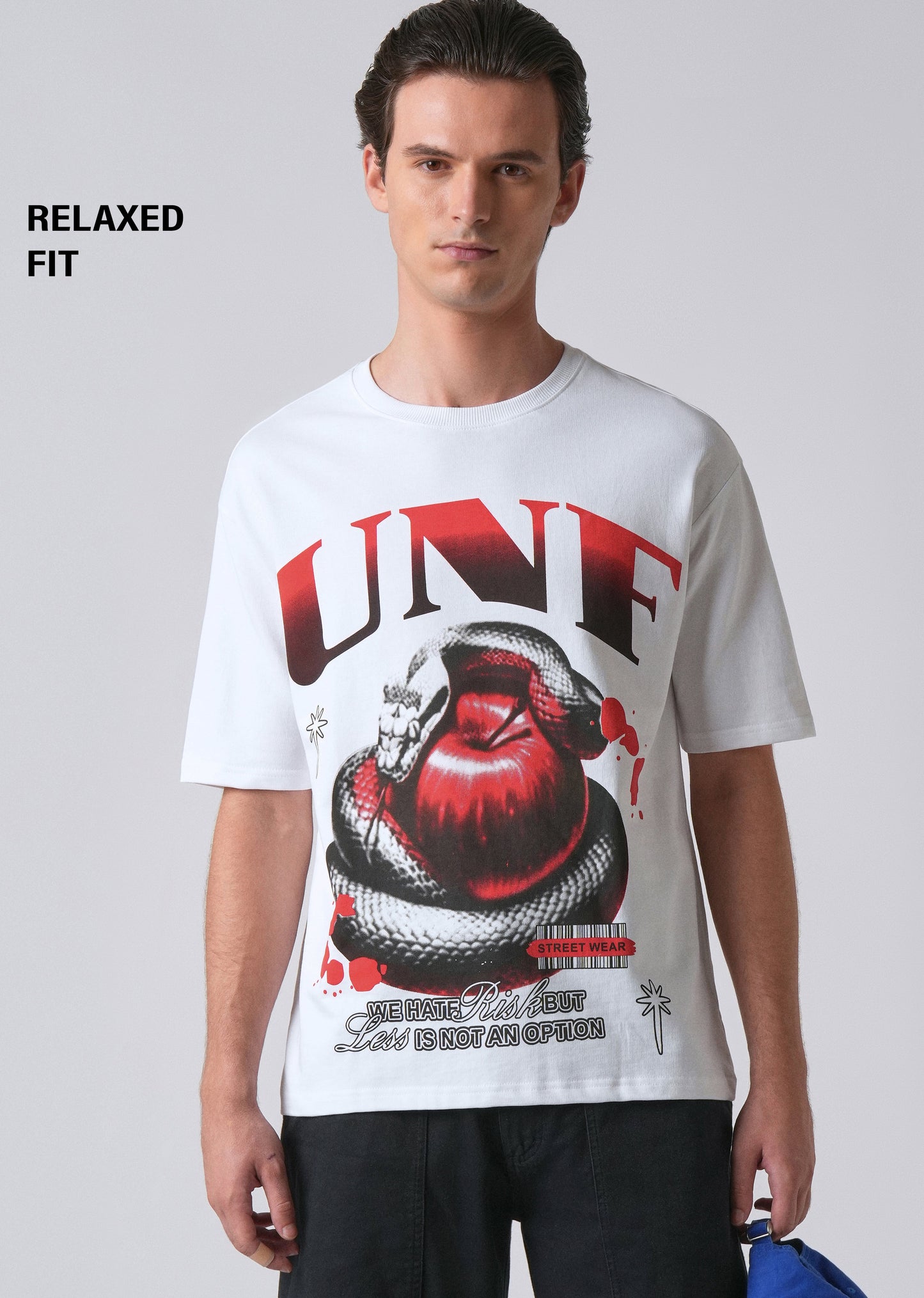 White Print Relaxed Fit T- shirt