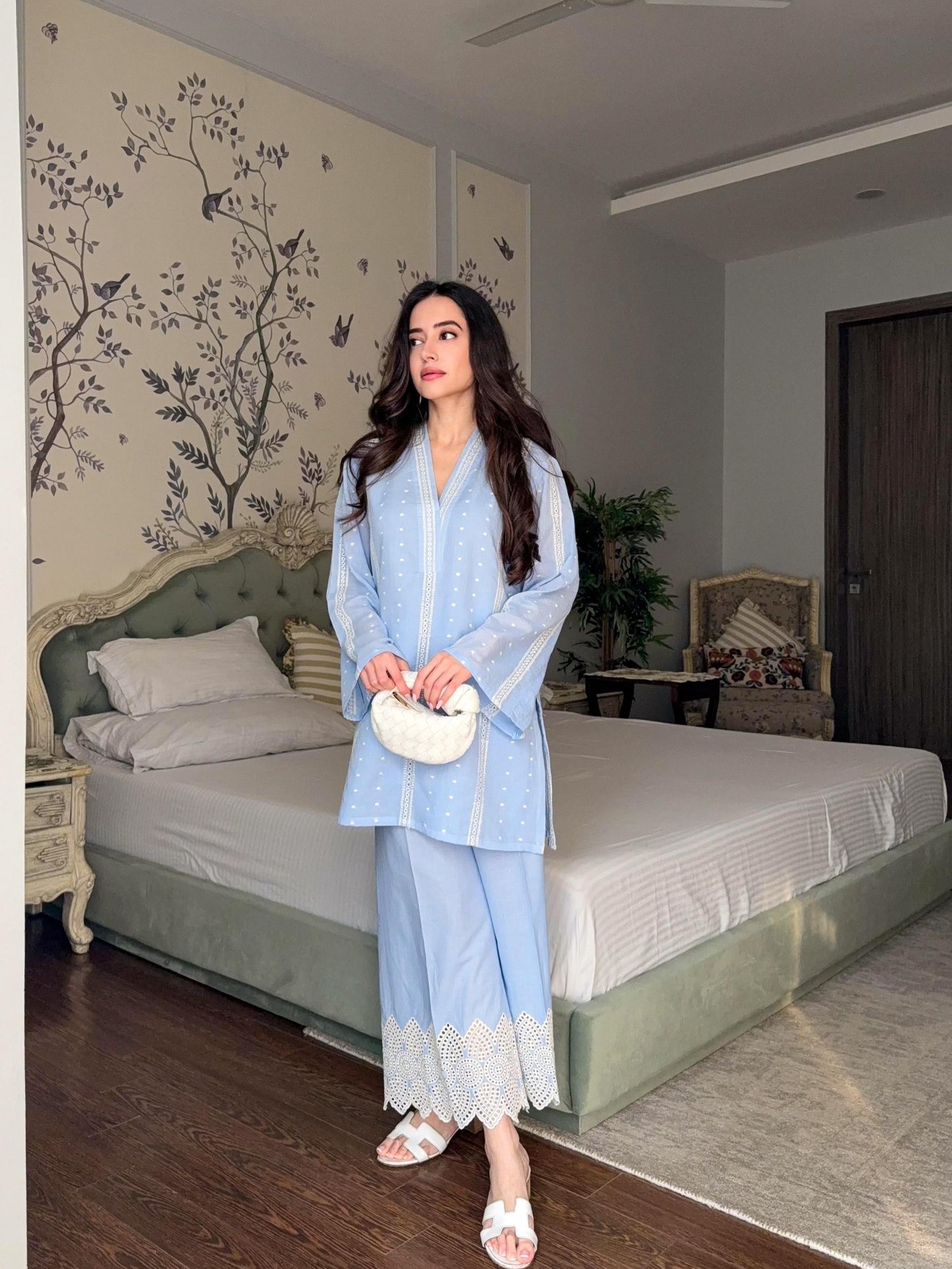Summer Blue Cutwork Coord Set