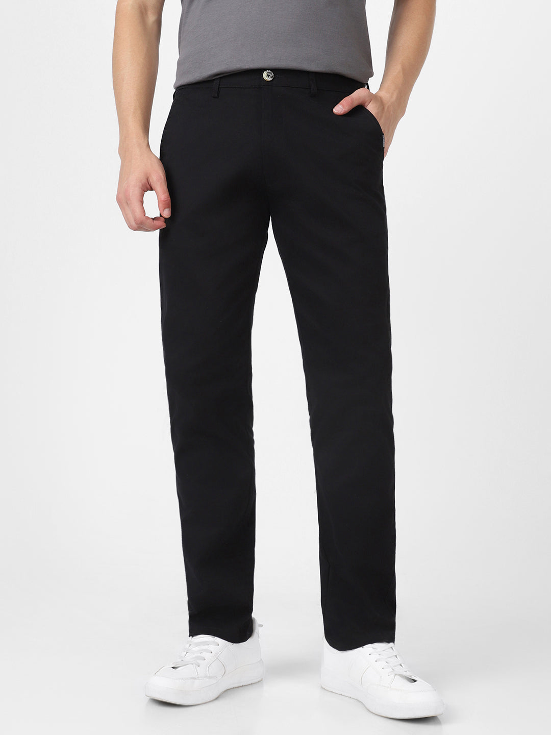 Men's Black Slim Fit Stretchable Casual Chinos