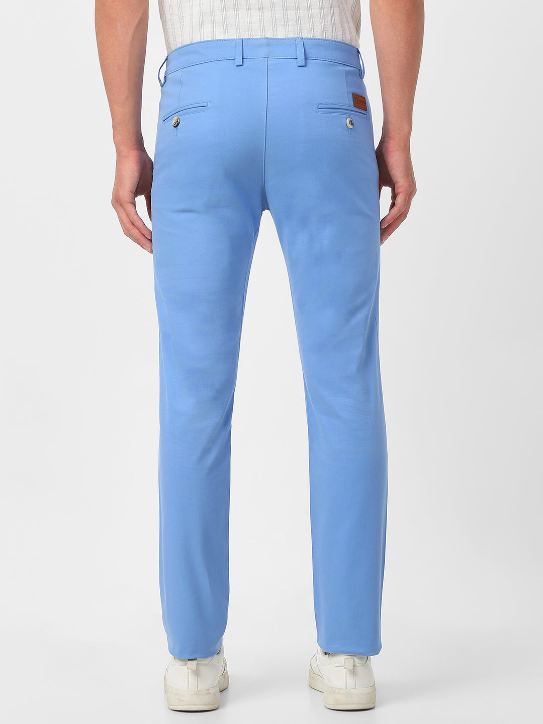 Men's Sky Blue Slim Fit Casual Chino Pants Stretch