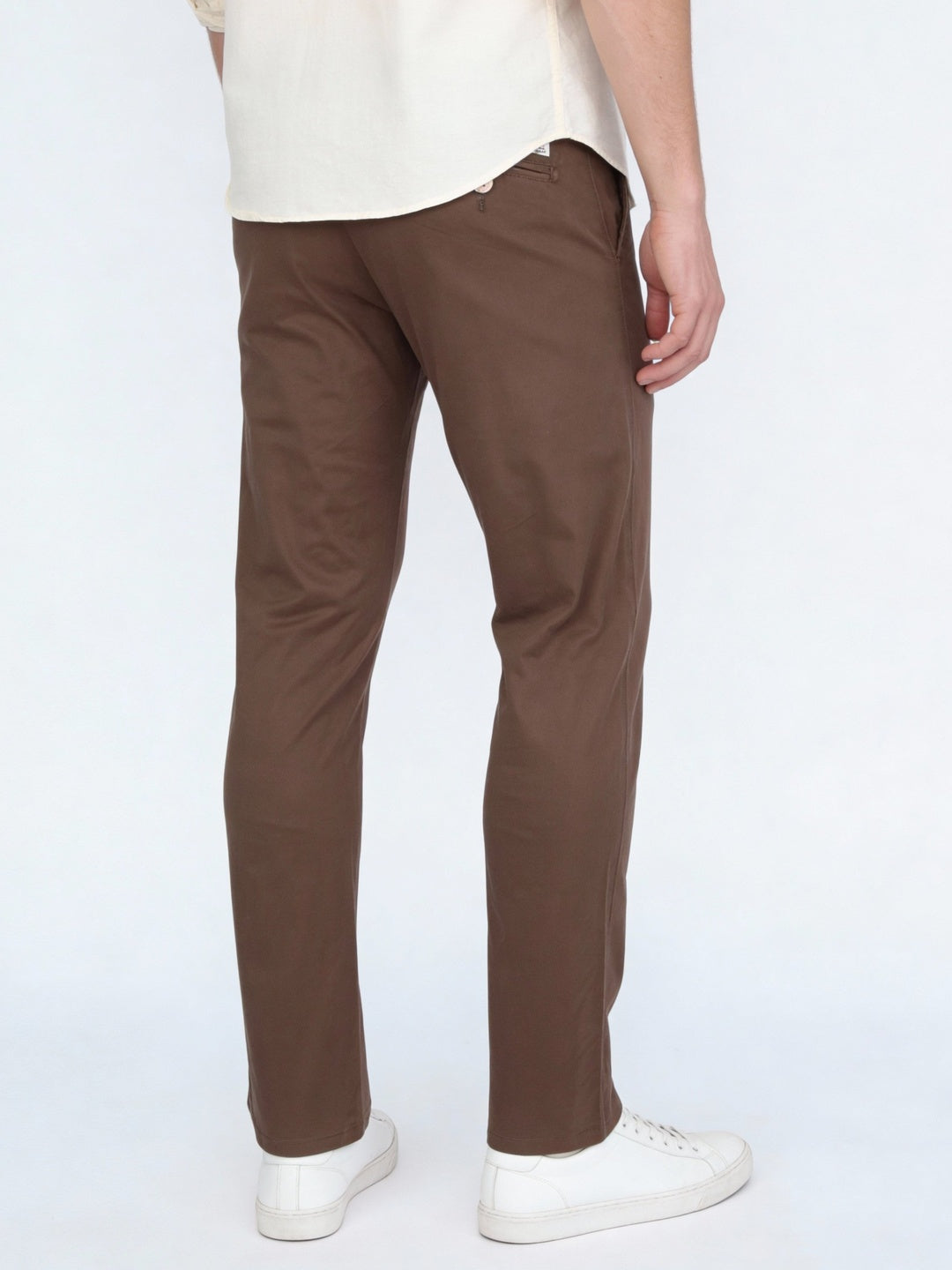 Men's Dark Taupe Straight Fit Mid Rise Cotton Casual Chinos Trousers Stretch