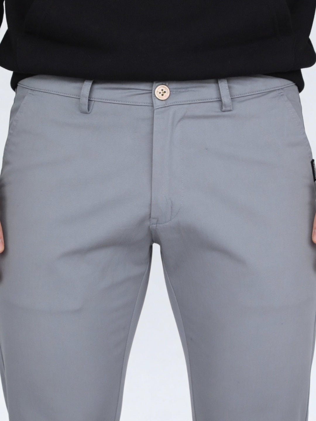 Men's Light Blue Straight Fit Mid Rise Cotton Casual Chinos Trousers Stretch