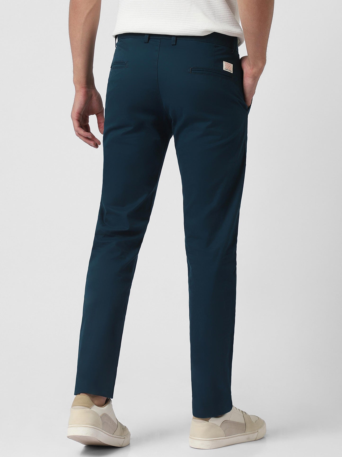 Men's Dark Green Cotton Slim Fit Casual Chinos Trousers