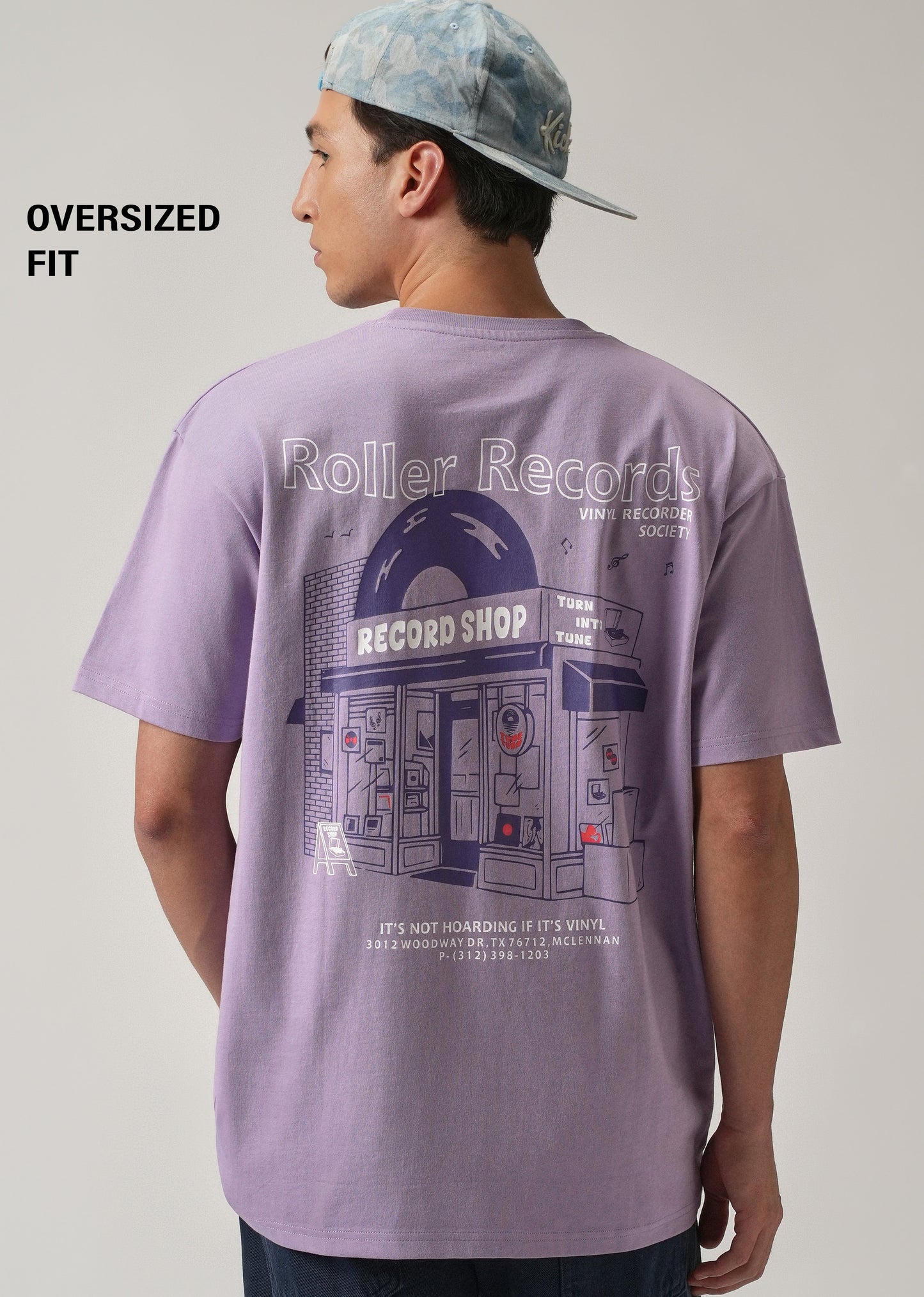 Lavender Back Printed Oversized T-Shirt