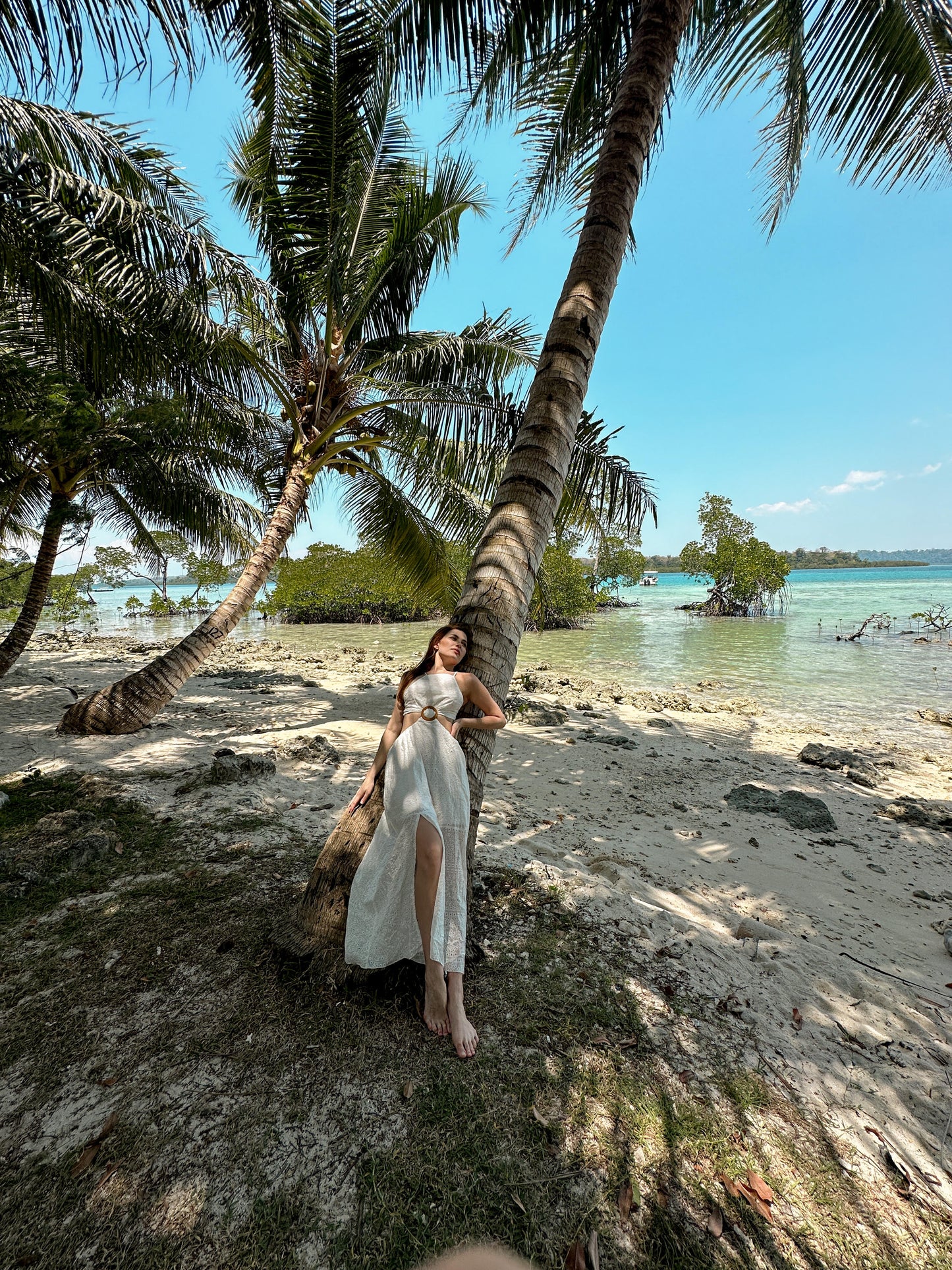 White Cutwork Beach Tie Up Back Dress