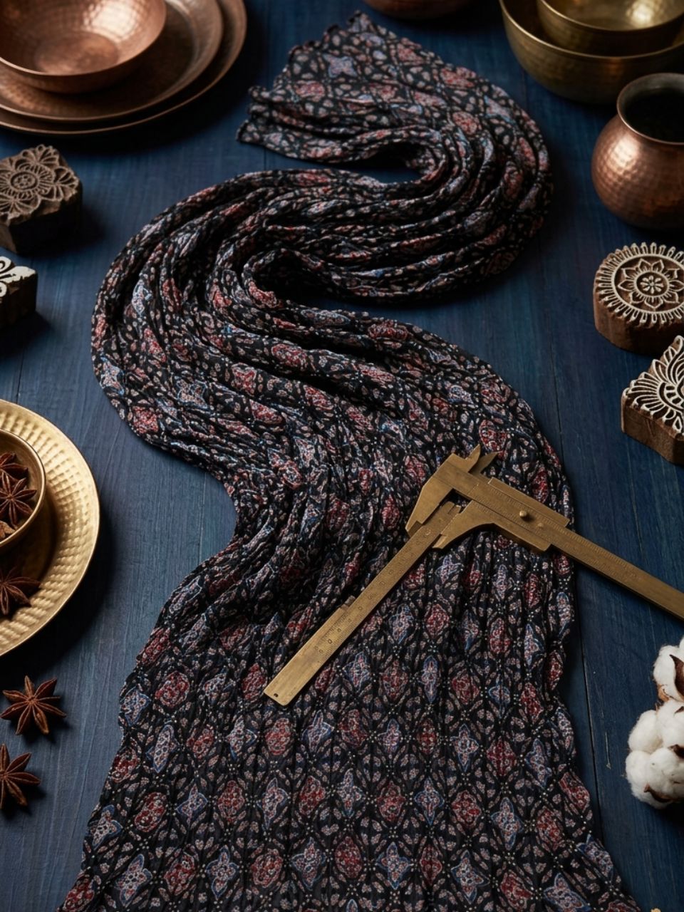 Black , Blue & Maroon Pure Cotton Dupatta in Ethnic Print
