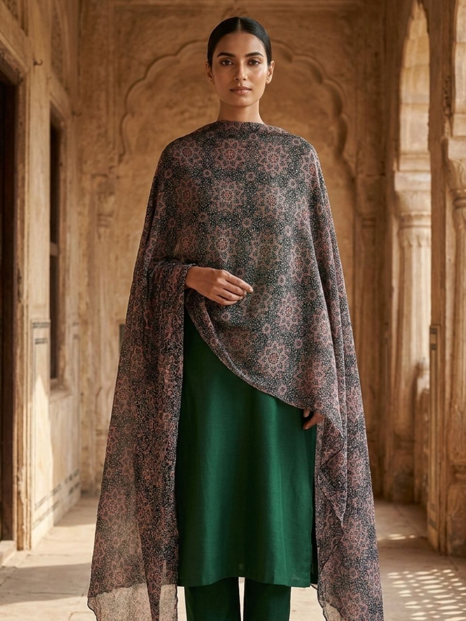 Printed Pure Cotton Dupatta in Shahi Sitara Print